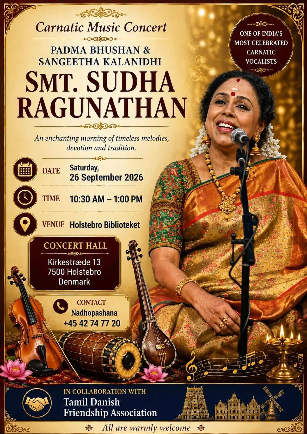 Carnatic Music Concert with Smt. Sudha Ragunathan